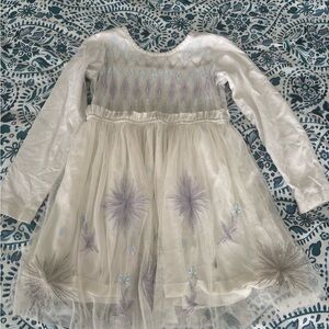 Girls' White and Silver Embroidered Dress